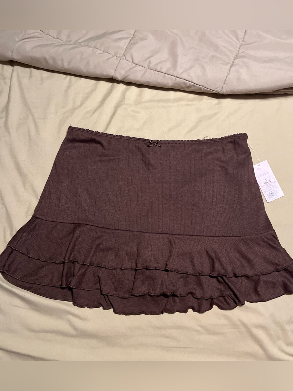 Wild Fable Brown Tiered Ruffle Lined Mini Skirt Women’s Large NWT